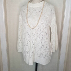 White Crochet Knit Sweater